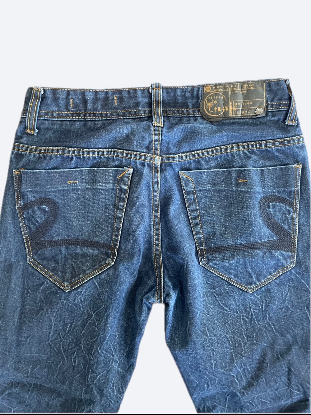 2 DIE FOR Womens Bootcut Jeans 32x32 Size 8 Blue Orange Stitch Deadstock NWOT